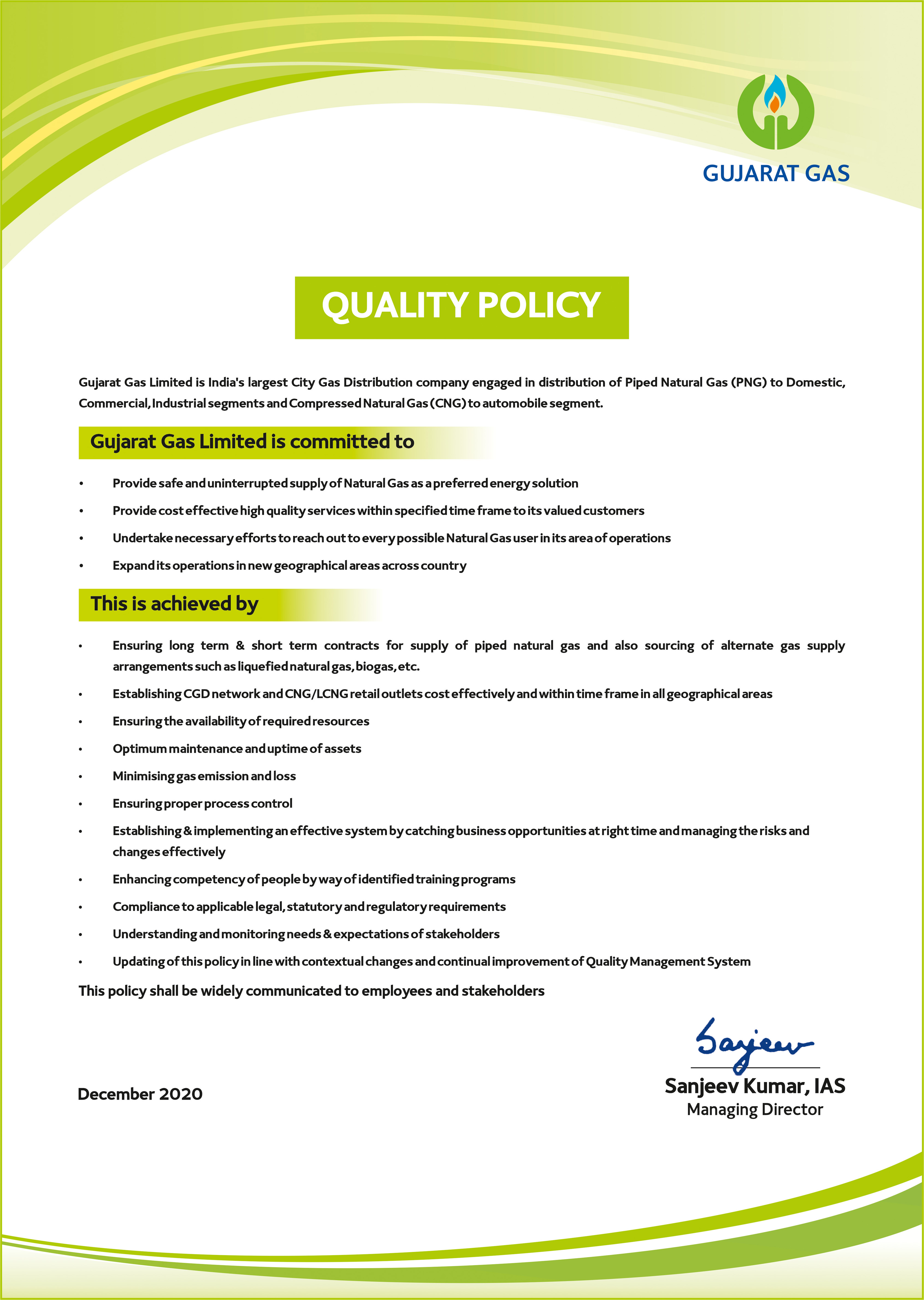 Gujarat Gas HSE Policy