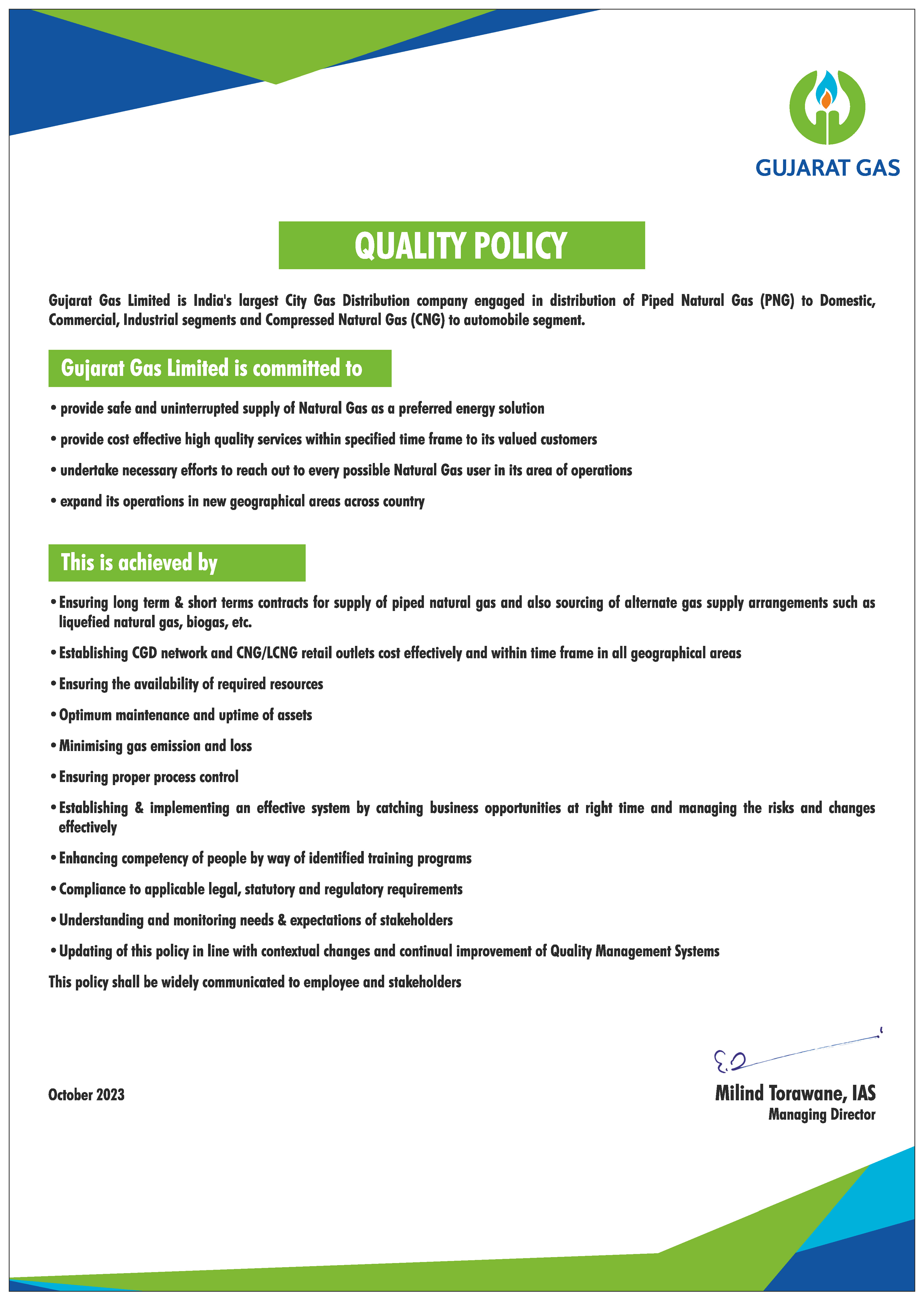 Gujarat Gas HSE Policy